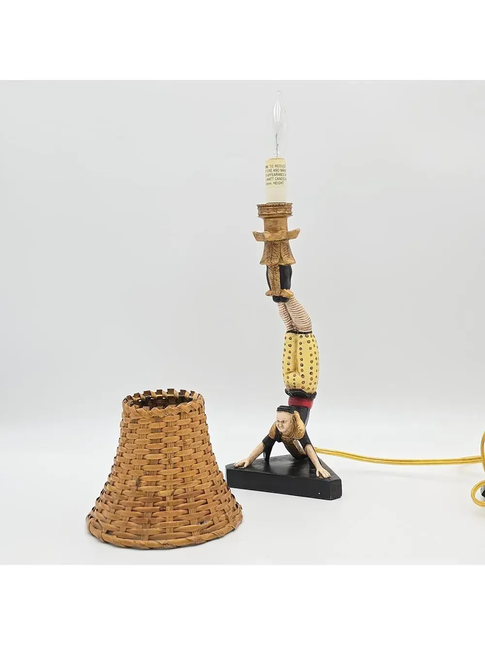 Vintage Asian Acrobat Candlestick Lamp